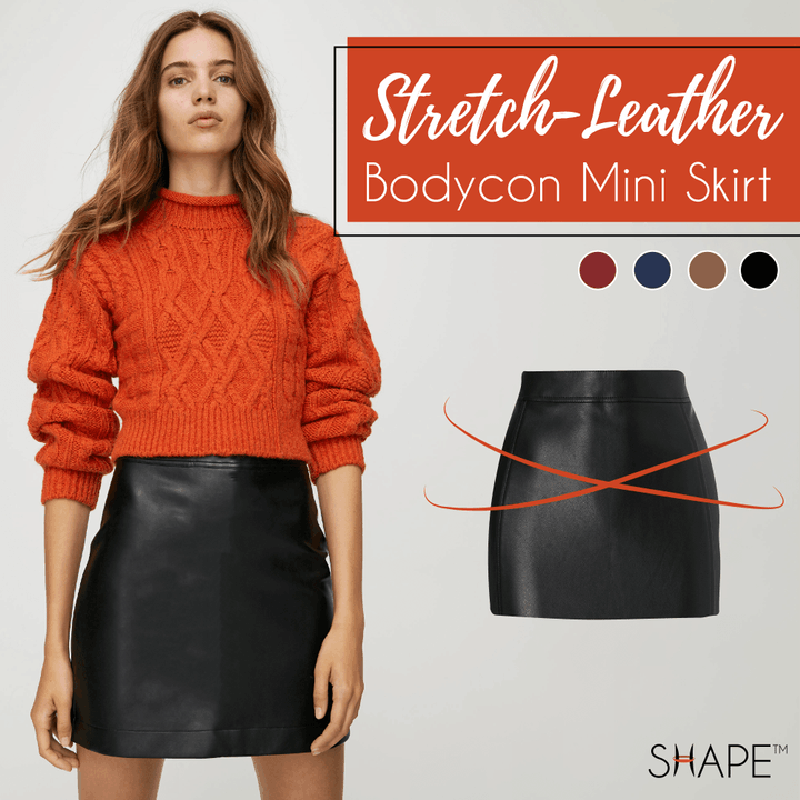 SHAPE Stretch-Leather Bodycon Mini Skirt