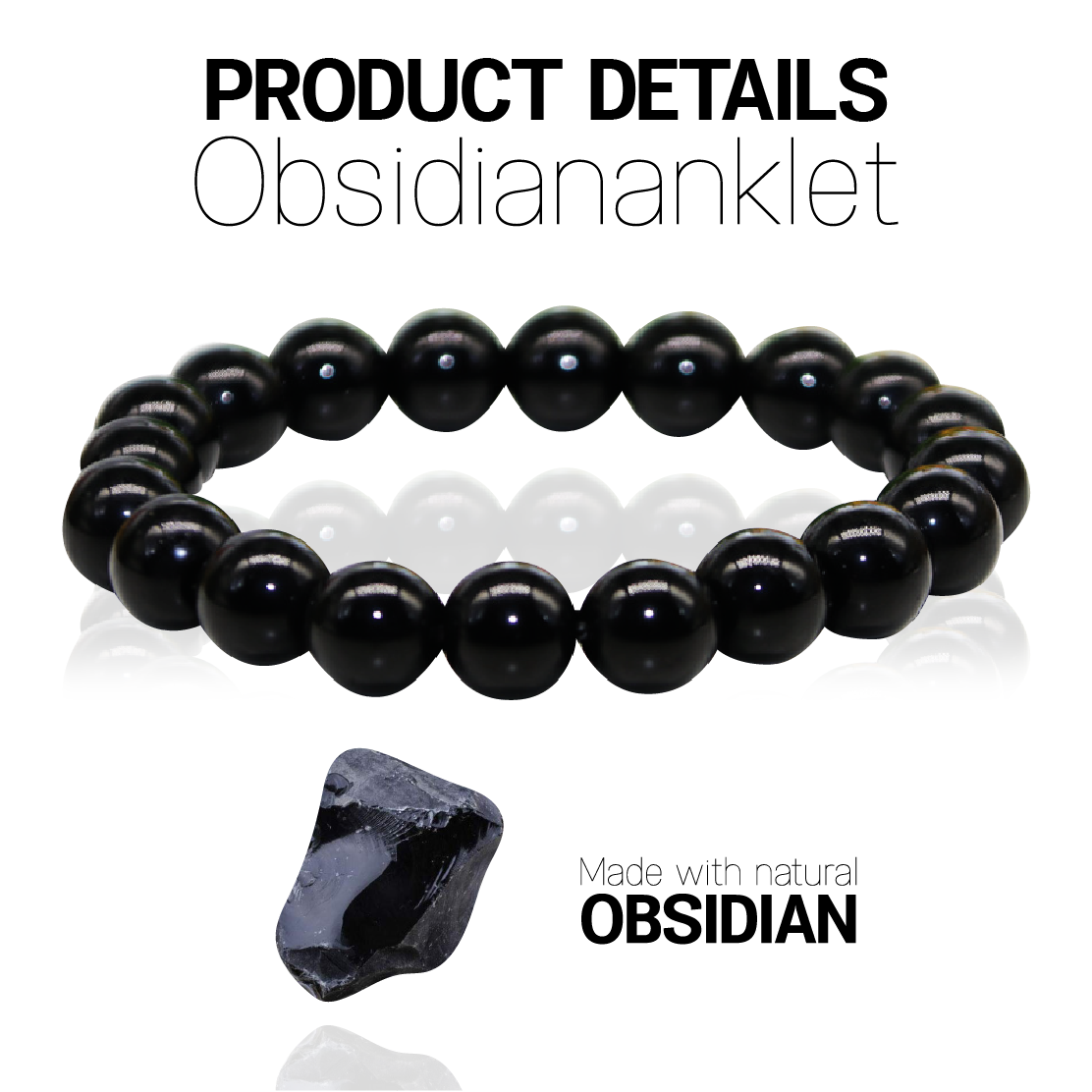 AntiSwelling Black Obsidian SlimmingAnklet